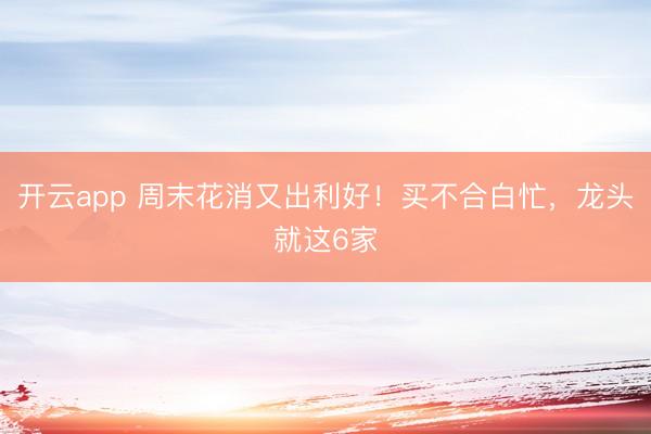 开云app 周末花消又出利好！买不合白忙，龙头就这6家