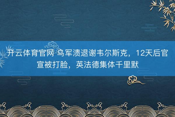 开云体育官网 乌军溃退谢韦尔斯克，12天后官宣被打脸，英法德集体千里默