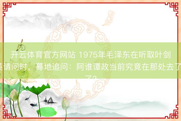 开云体育官方网站 1975年毛泽东在听取叶剑英请问时，蓦地追问：阿谁谭政当前究竟在那处去了？