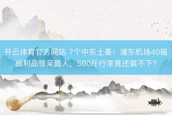 开云体育官方网站 7个中东土豪!浦东机场40箱战利品惊呆路人,500斤行李竟还装不下?