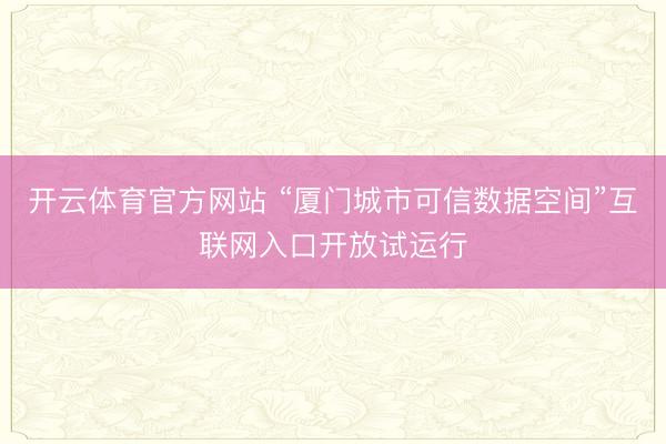 开云体育官方网站 “厦门城市可信数据空间”互联网入口开放试运行