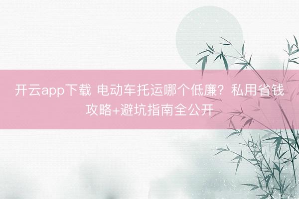 开云app下载 电动车托运哪个低廉？私用省钱攻略+避坑指南全公开