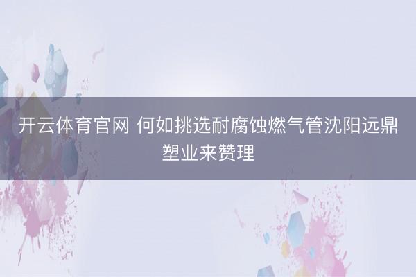 开云体育官网 何如挑选耐腐蚀燃气管沈阳远鼎塑业来赞理