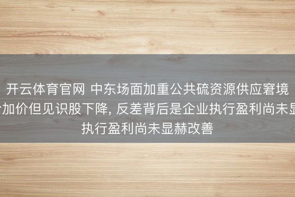 开云体育官网 中东场面加重公共硫资源供应窘境: 钛白粉加价但见识股下降， 反差背后是企业执行盈利尚未显赫改善
