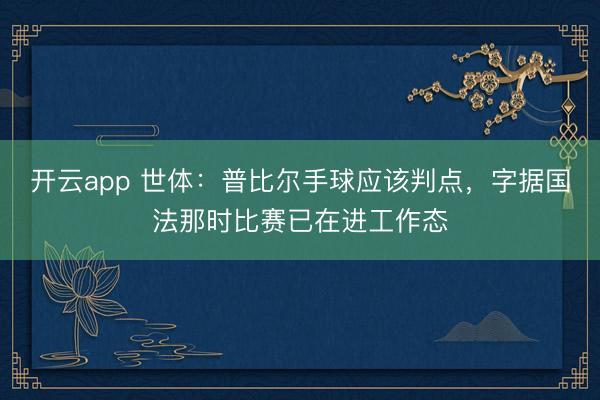 开云app 世体：普比尔手球应该判点，字据国法那时比赛已在进工作态
