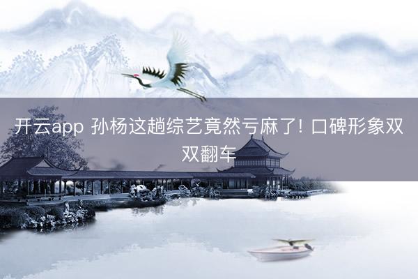开云app 孙杨这趟综艺竟然亏麻了! 口碑形象双双翻车