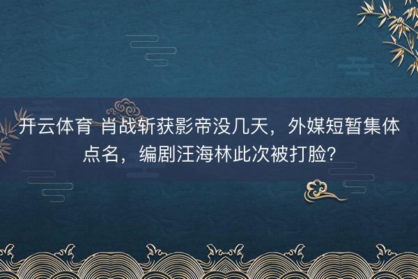 开云体育 肖战斩获影帝没几天，外媒短暂集体点名，编剧汪海林此次被打脸？